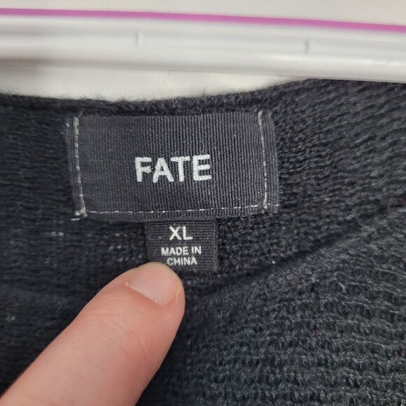 FATE sweater black boatneck lightweight round hem knit top XL - Picture 6 of 8